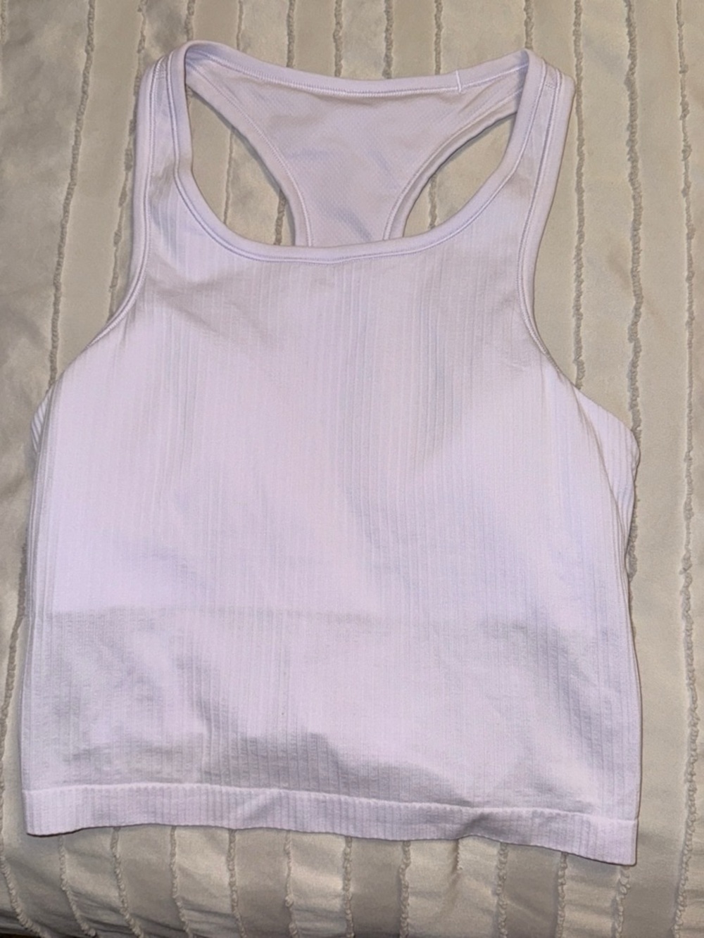 lululemon athletica White Ribbed Racerback Cropped Tank
